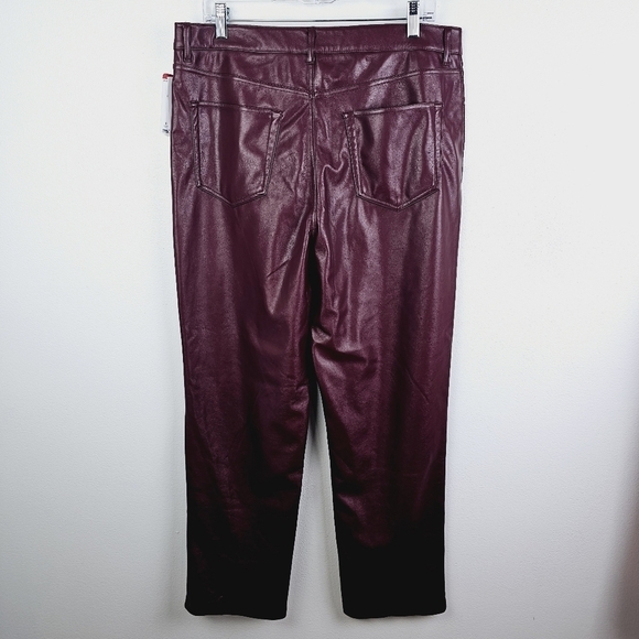 Joie Burgundy Faux Leather Pants NWT Plus Size 14 - Picture 2 of 12